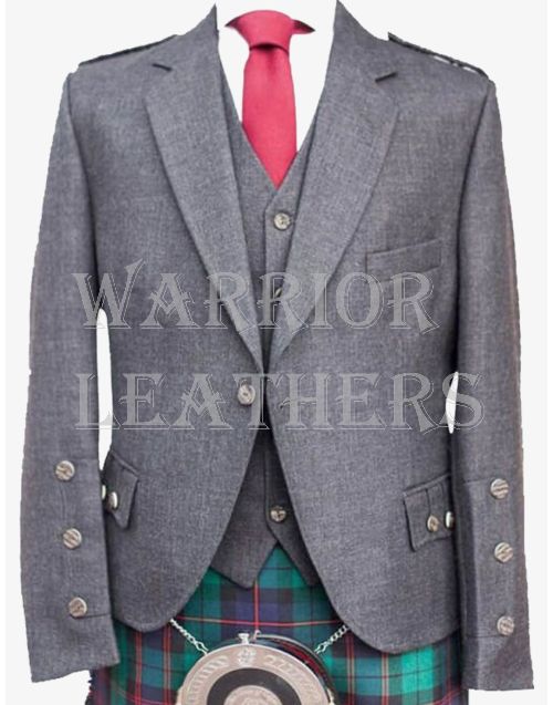 Argyle Kilt Jacket and Waist Charcoal Grey