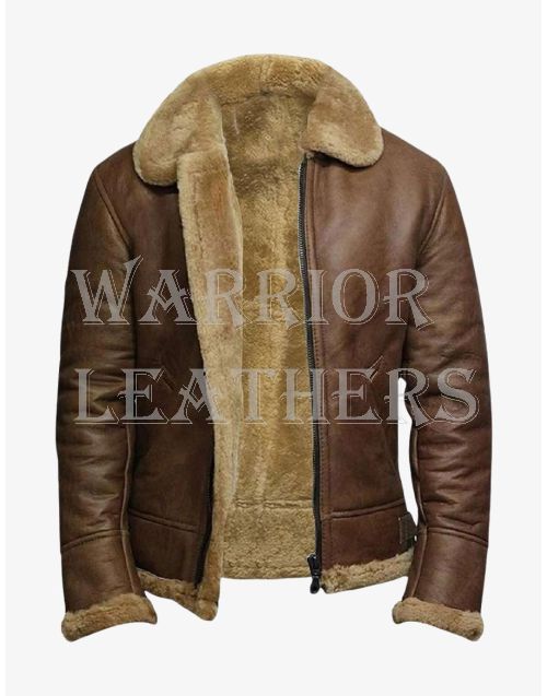 B3 Shearling Brown Leather Bomber Jacket  