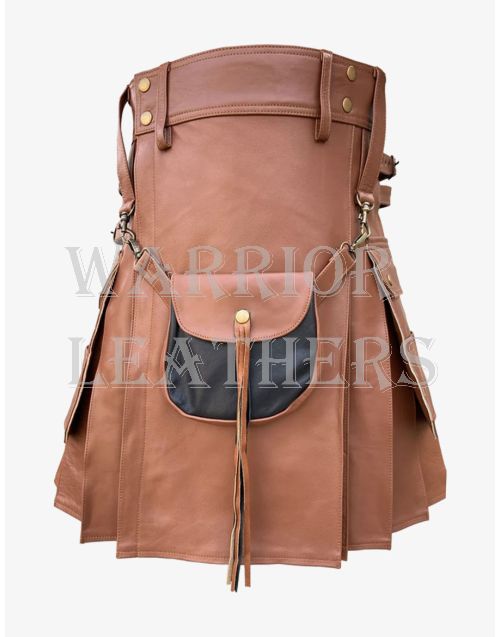 Best Fire Brown Leather Kilt