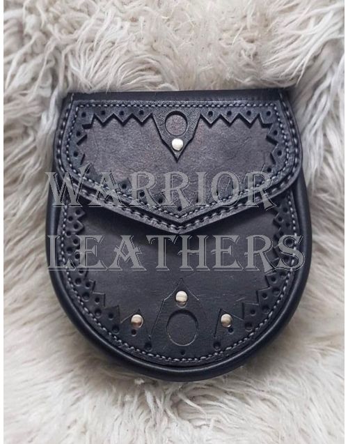 Black Beautiful Handmade Leather Sporran