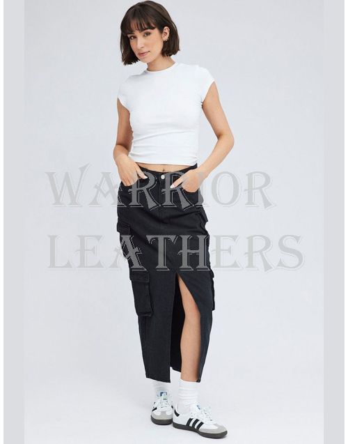 Black Cargo Skirt Maxi Utility Pocket