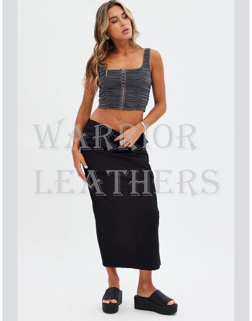 Black Cotton Cargo Skirt