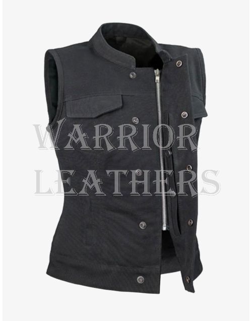 Men Black Denim Club Vest