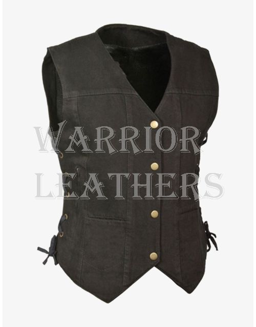 Black Denim Motorcycle Vest