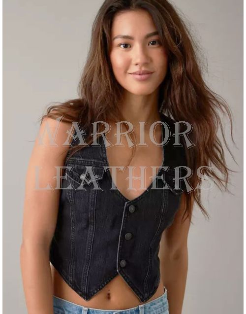 Black Denim Vest For Women