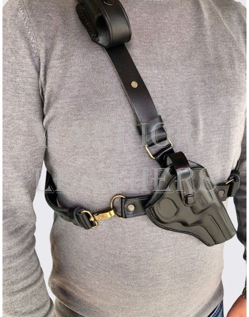 Black Leather Chest Fit Holster