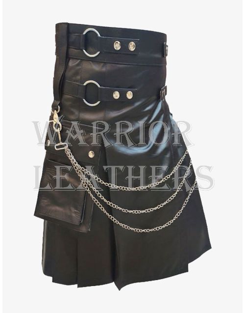 Black Leather Gothic Kilt