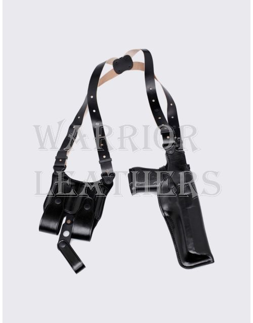 Black Leather Vertical Shoulder Holster 