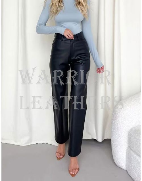 Black Original Leather Pant For Women