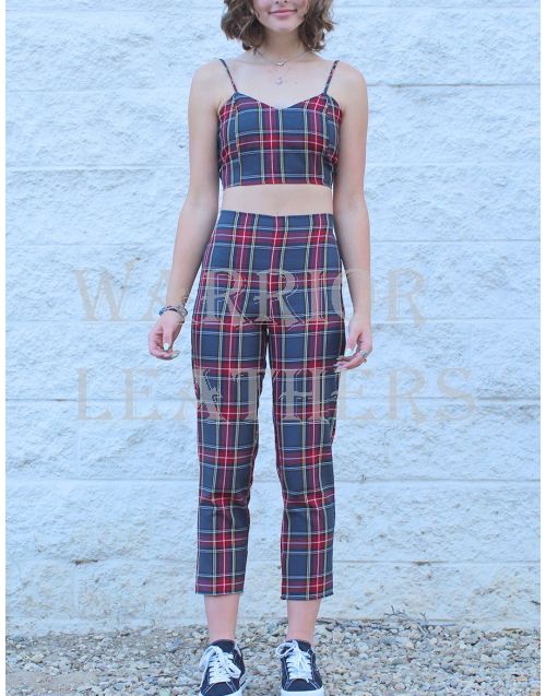 Black Stewart Tartan Pant For Women