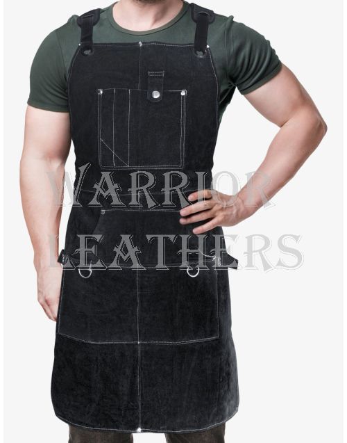 Blacksmith Black Leather Work Apron