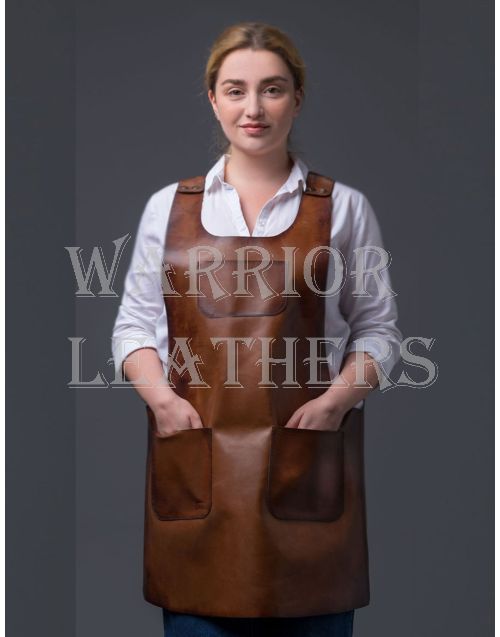 Blacksmith Leather Cross Back Apron For Women