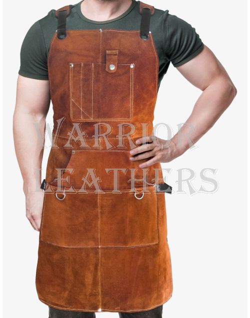 Blacksmith Leather Work Apron With Tool Pockets