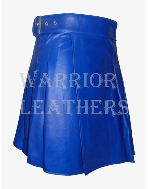 Blue Genuine Leather Kilt For Women