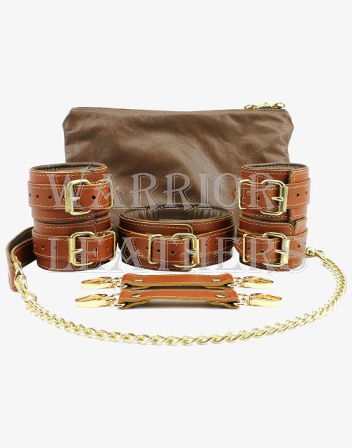 Brown Fox Luxury Leather 5-Piece Bondage Set