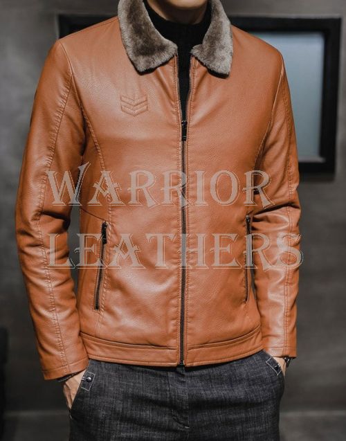 Brown Leather Fashion Slim Fit Jacket