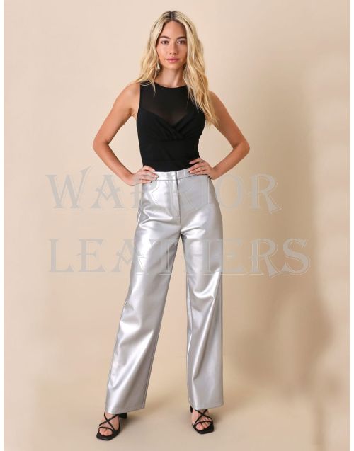 Cool Silver Leather Pant