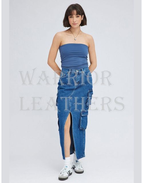 Denim Cargo Skirt Utility Pocket