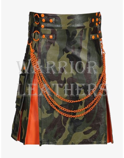 Exotic Camo Hybrid Leather Kilt