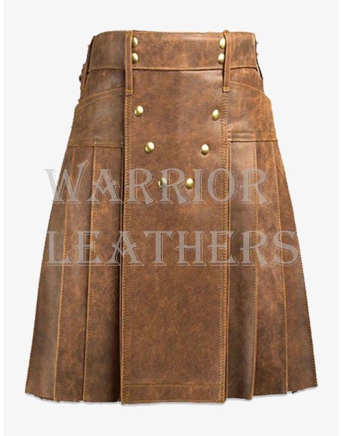 Fashion Able Brown Leather Premium Utility Kilt