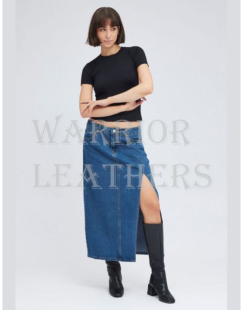 Girls Denim Blue Long Length Skirt