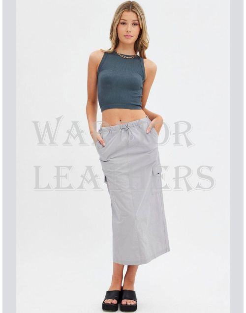 Gray Cotton Cargo Skirt