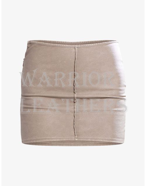 Grey Leather Micro Mini Skirt