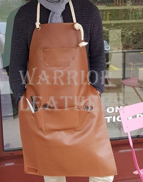 Hair Stylist Brown Leather Apron with Pocket