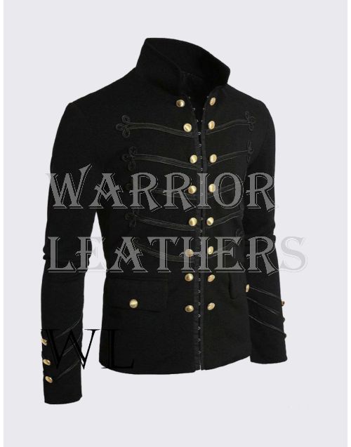 Handmade Black Military Embroidered Wool Jacket