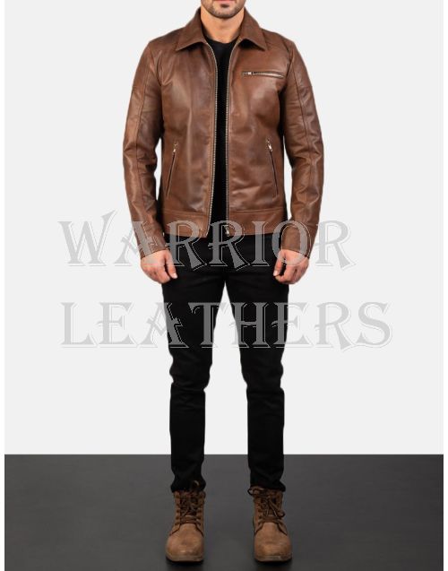 John Wick Brown Biker Leather Jacket Men