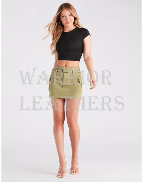 Khaki Cotton Cute Trendy Cargo Mini Skirt