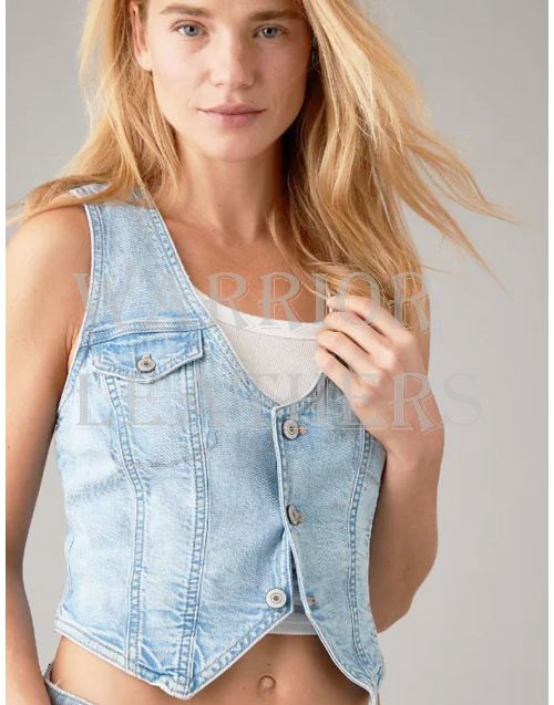 Light Wash Denim Waistcoat Vest