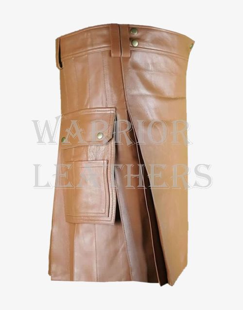 Men Genuine Leather Sexy Kilt