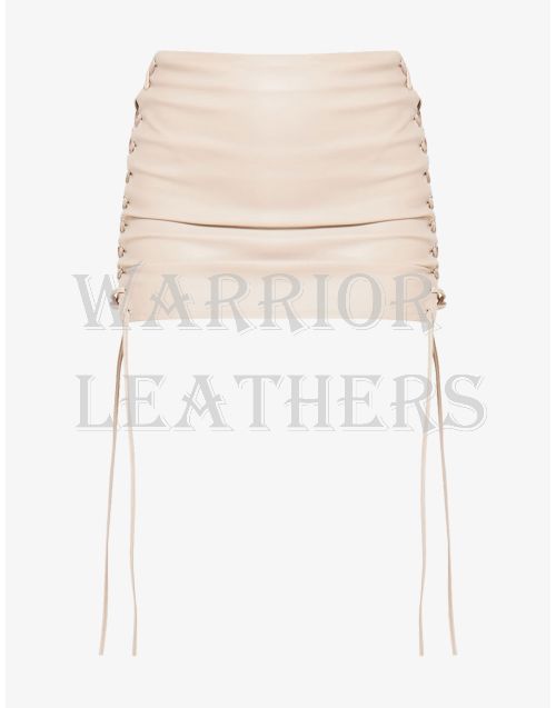 Premium Cream Leather Mini Skirt