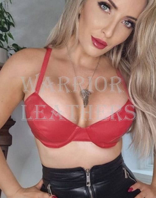 Red Sexy Leather Bra