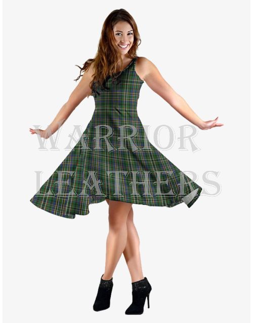 Scott Green Tartan Sleeveless Midi Dress