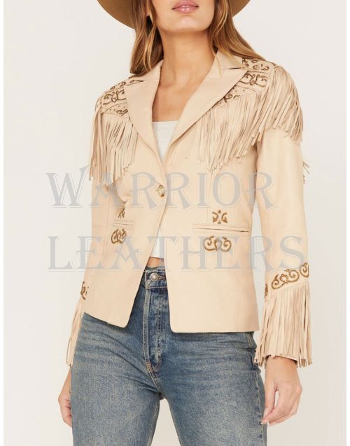 Studded Fringe Embellished Jacket