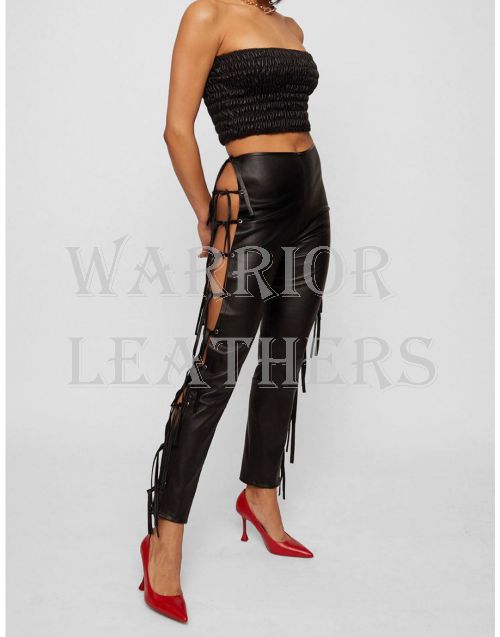 Tie UP Leather Pant For Women