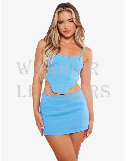 Women Blue Micro Mini Denim Skirt