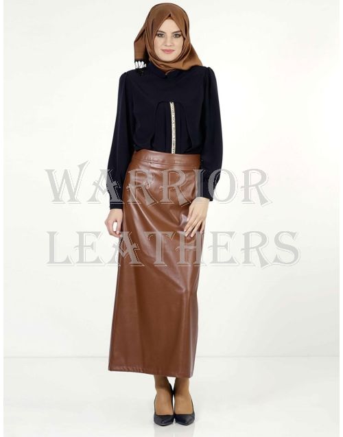 Women Classic Leather Long Skirt