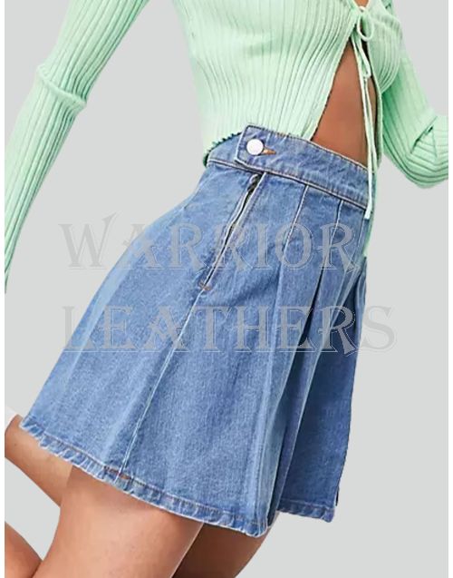 Women Denim Kilt In Blue