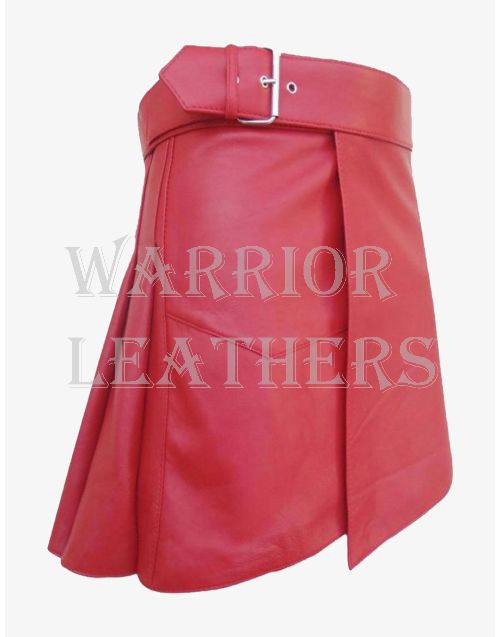 Women Genuine Leather Sexy Kilt